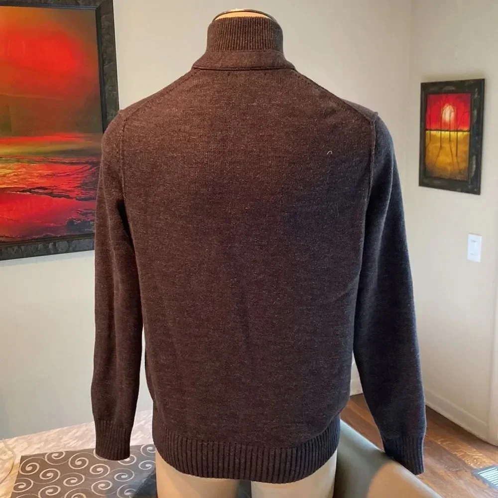 Banana Republic Men Medium knit sweater dark grey cuffed waist wrists pockets